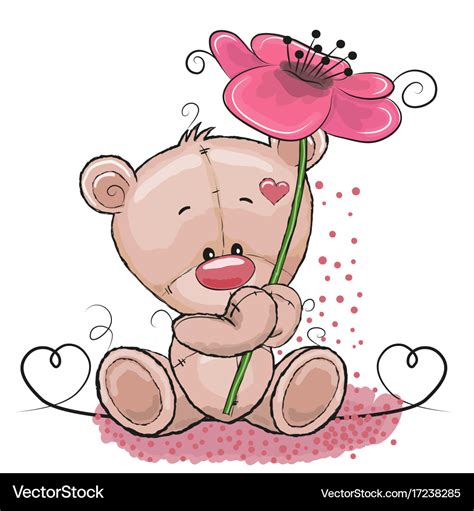 Bear With Flower Royalty Free Vector Image Vectorstock