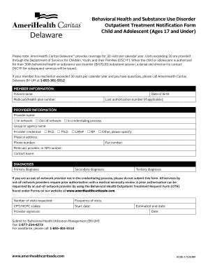 Fillable Online De Amerihealth Caritas Acde Fax Email Print