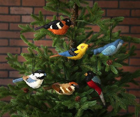 6 Piece Bird Ornament Set Modern Holiday Decor Bird Ornaments Ornaments