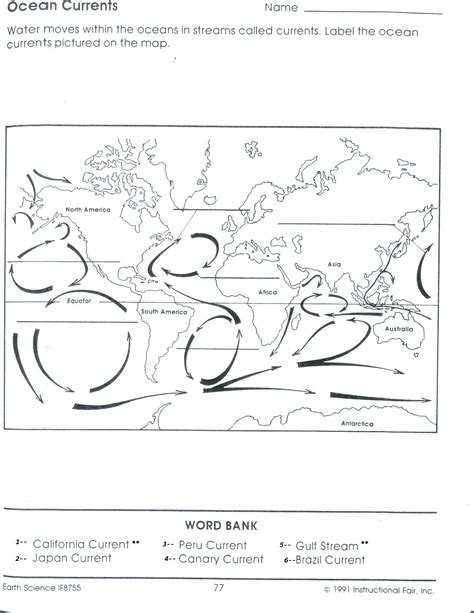 Ocean Currents Coloring Worksheet