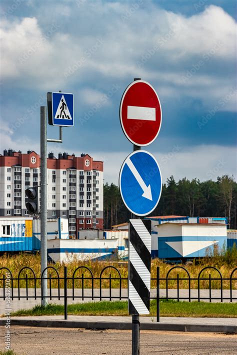 Road sign about construction and repair work. Prohibition of access to ...