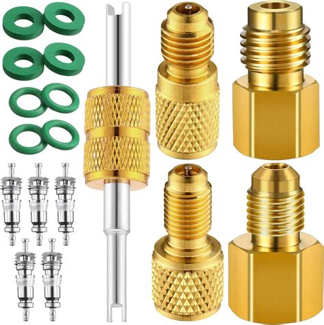 Ac R134a Brass Adapter Freon Fitting 1 4 Male To 1 2 Female W Valve Core Automotive