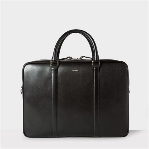 Paul Smith City Embossed Leather Portfolio Briefcase In Black