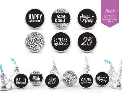 New 108 Personalized Hersheys Kisses Stickers 25th Wedding Etsy