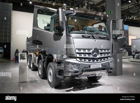 Hannover Germany Sep 27 2018 Mercedes Benz Arocs 4143 K Dumper Truck Showcased At The