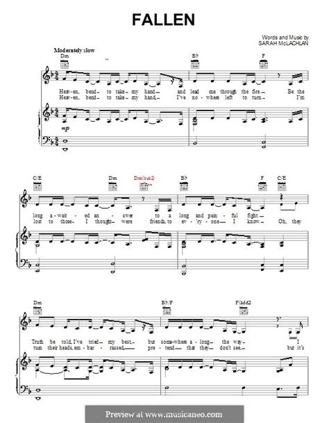 Fallen by S. McLachlan - sheet music on MusicaNeo