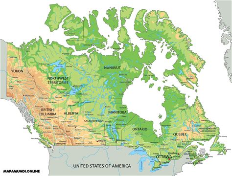 Mapa De Canada Y Sus Ciudades