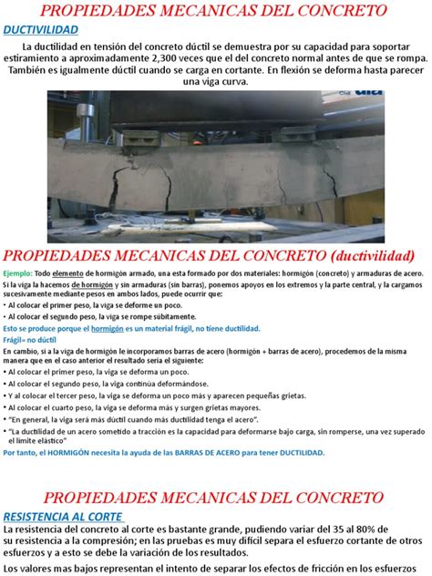 Propiedades Mecanicas Del Concreto Pdf Viga Estructura Hormigón