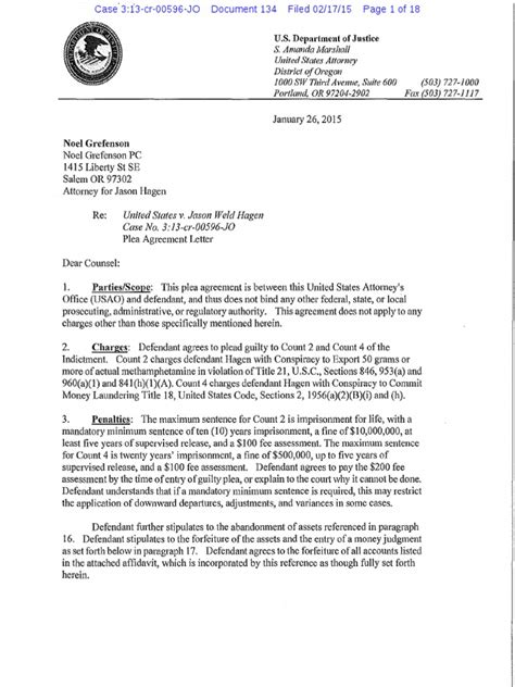 Plea Agreement Letter Hammertime Download Free Pdf United States Federal Sentencing