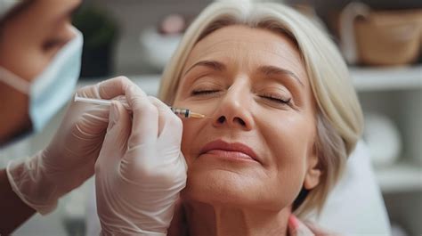 Premium Photo Beautiful Mature Woman Receiving Botox Injection In Her Face At Beauty Salon