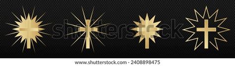 Golden Holy Cross Catholic Orthodox Religious Stock Vector (Royalty ...