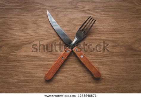 Food Concept View Crossing Knife Spoon Stock Photo 1963548871