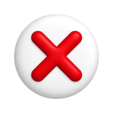 Red Cancel Cross Mark Icon On Round White Button D Realistic Design