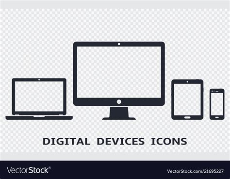 Device Icons Set Smartphone Tablet Laptop Vector Image