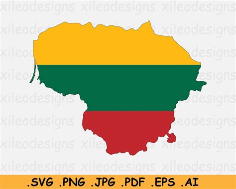 Lithuania Map Flag Svg Lithuanian Svg Cricut Cut File Etsy