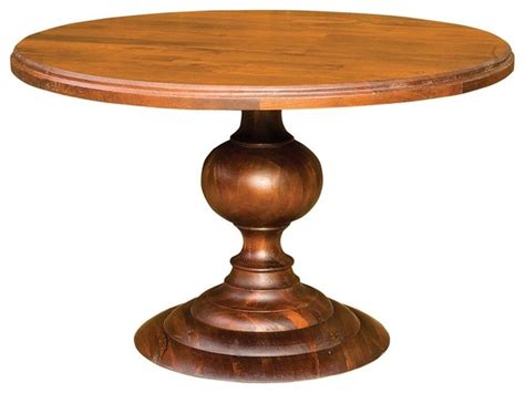 48 Round Pedestal Dining Table Dark Oak Traditional New York