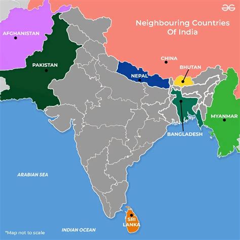 Neighbouring Countries Of India Map Flag Capital Off