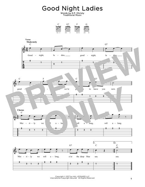 Traditional Music "Good Night Ladies" Sheet Music Notes | Download ...