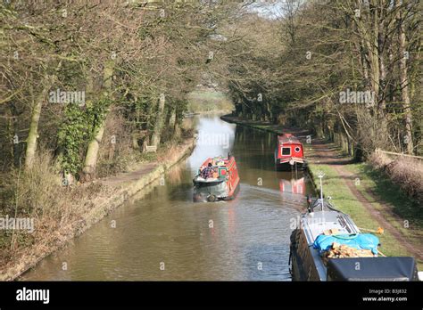 Narrow Boats Moored On Trent And Mersey Canal Anderton Marston Vale