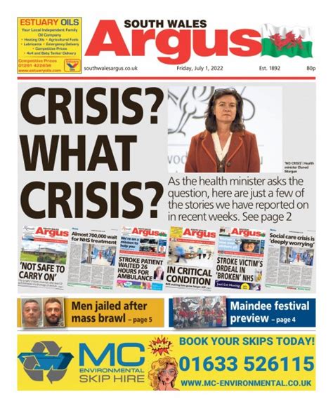 South Wales Argus Uses Past Splashes To Challenge Crisis Claim