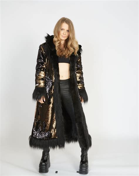 Rockstar Faux Fur Coat Burning Man Playa Jacket Womens Costume Faux Fur