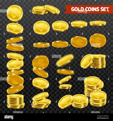 Gold Coins With Dollar Symbol Collection Falling In Stacks Rolls On