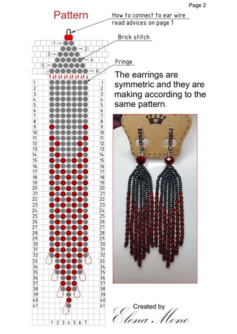 The Pattern For This Beaded Earrings Is Shown In Red White And Black Beads