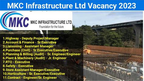 Mkc Infrastructure Ltd Vacancy Highway Planning Billing Store