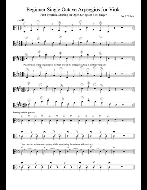 Beginner Single Octave Arpeggios For Viola Sheet Music For Viola Download Free In Pdf Or Midi