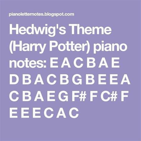 Harry Potter Hedwig S Theme Piano Notes Letters Harry Potter