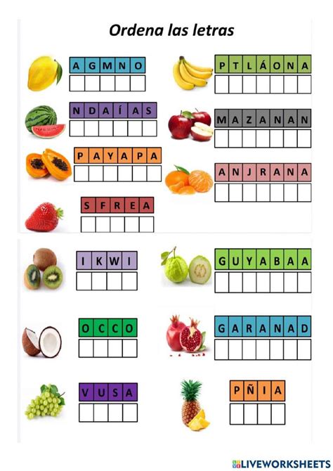 Las Frutas Interactive Exercise For Pre Intermediate Adjetivos