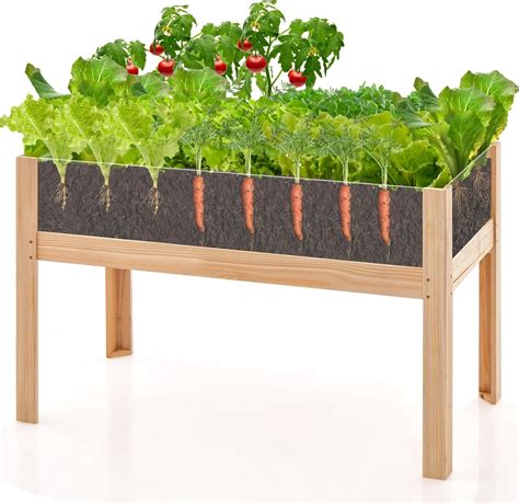 Giantex Raised Garden Bed Elevated Wood Planter Box With