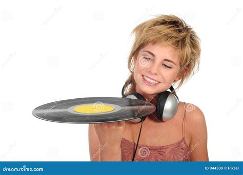 Girl Holding A Vinyl Record Stock Image Image Of Positive Female 944309