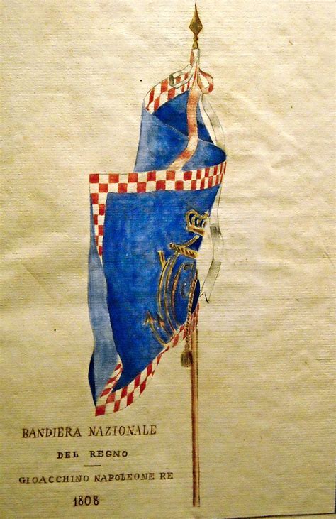 Flag Of Kingdom Of Naples At Joachim Murat Time 1808 Watercolour