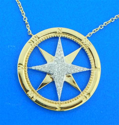 Compass Rose Necklace 14k And Diamonds Island Sun Jewelry Beach Haven Nj