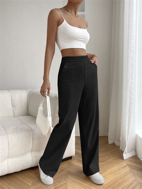 Shein Ezwear Slant Pocket Wide Leg Trousers Shein Uk