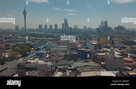 Panning Drone Aerial View Of The City Colombo The Capital Of Sri Lanka