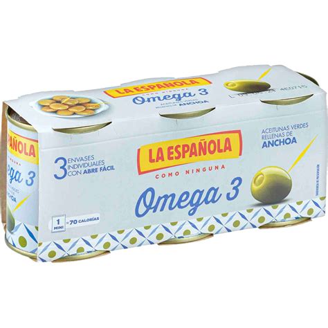 Aceitunas Rellenas De Anchoa Con Omega Pack Latas G Neto