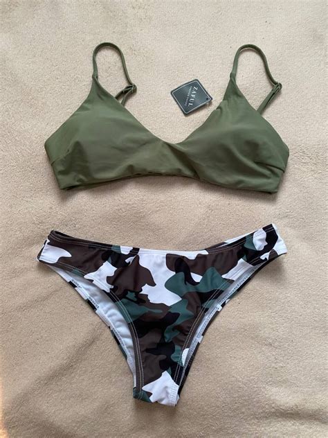 GREEN CAMOUFLAGE MEDIUM BIKINI ZAFUL 3 FOR 499 AVAILABLE Women S Fashion Swimwear Bikinis