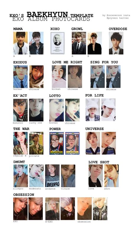 Baekhyun Photocard List Baekhyun Photocard Photo Cards