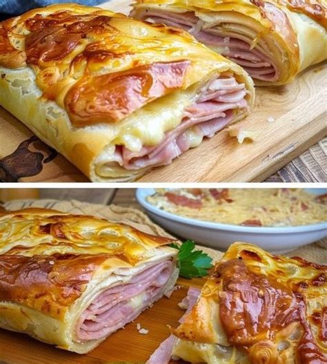 Gefüllter Blätterteigstrudel mit Schinken und Käse in 10 Minuten Alte