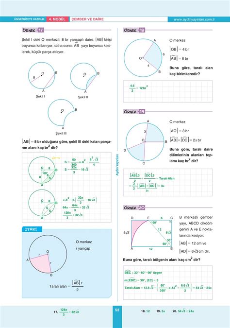 TYT AYT Geometri Ders İşleyiş Modülleri 4 Modül Çember ve Daire