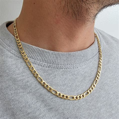 Mm Figaro Link Stainless Steel Gold Plated Necklace Chain For Etsy