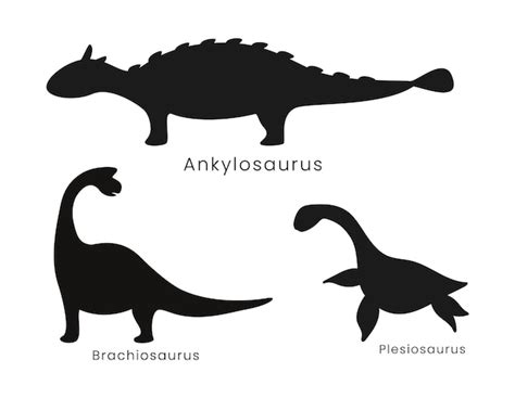 Conjunto De Siluetas Vectoriales Aisladas De Dinosaurios Vector Premium