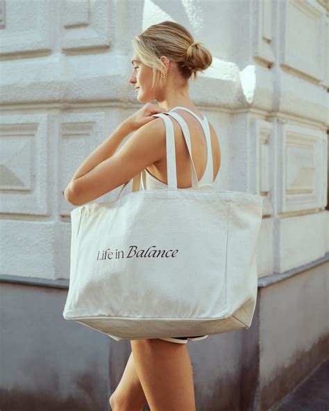 Life In Balance Extra Large Tote Bag In Cream