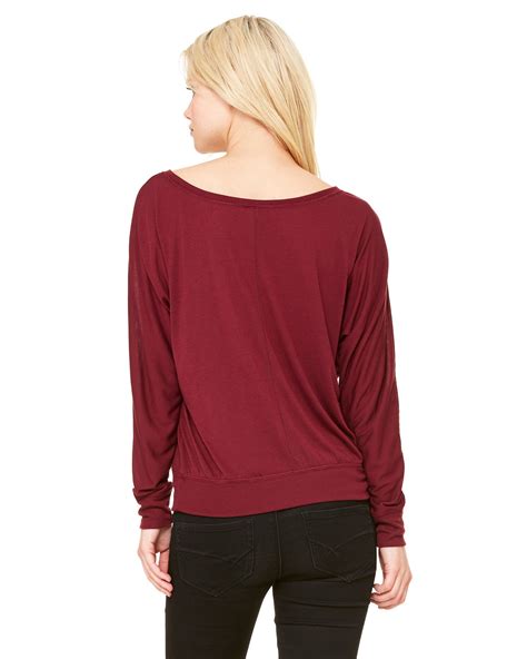 Bella Canvas Ladies Flowy Long Sleeve Off Shoulder T Shirt Us