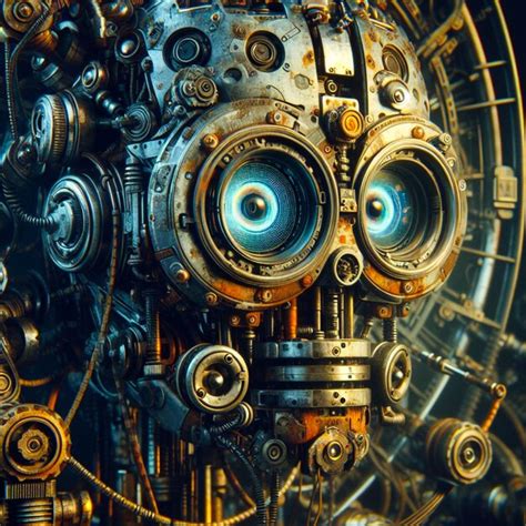 Premium Photo Steampunk Robot Face Closeup