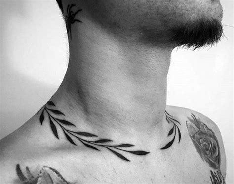 Trendy Laurel Wreath Tattoo On Neck