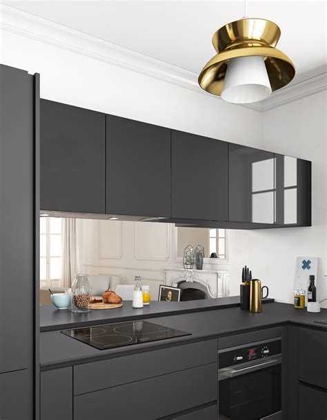 Un Plan De Travail Noir Mat Pour Une Cuisine Contemporaine Des Plans