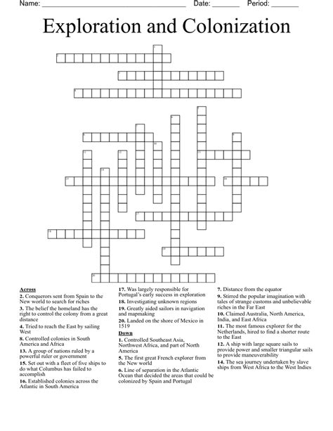 Exploration And Colonization Crossword Wordmint